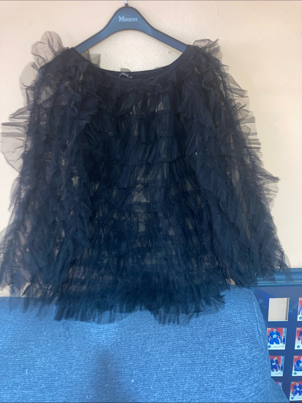 Black Layered Tulle Skirted Dress